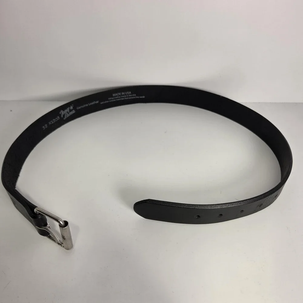 Tony Lama Belt Mens 32 Classic Black Belt K1203 Leather Silver 1 3/8